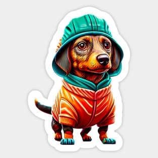 Cozy Charm: Sweet Dachshund in a Soft Salmon Sweater Sticker